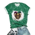 thumbnail image 6 of mihongmao Women's Mardi Gras Mask Beads Funny Graphic Tee Women's Round Neck Print Casual Print Short Sleeved Short Sleeved Round Neck Top/shirt Green 4X, 6 of 6