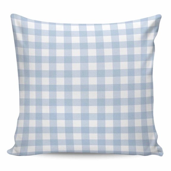 Throw Pillow Covers 18x18 Inch, Light Blue Plaid Decorative Pillow Cases for Couch Sofa Bed, Modern Minimalist Country Cotton Linen Square Home Decor Pillowcases with Hidden Zipper
