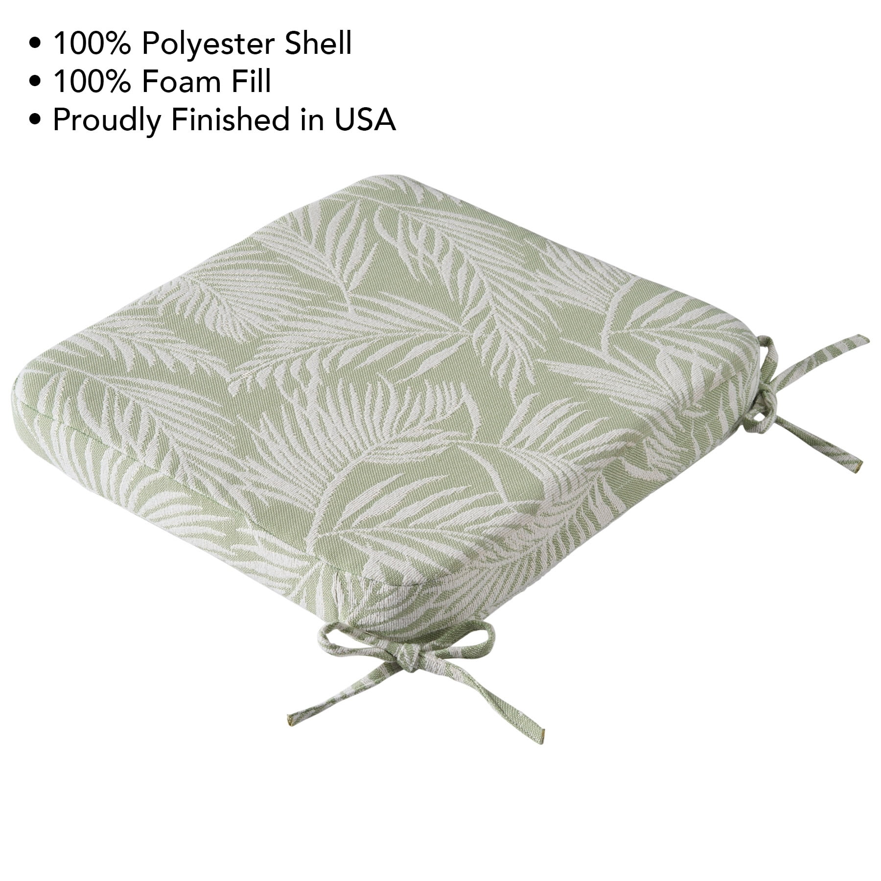 Better Homes & Gardens Outdoor Seat Pad Cushion, 19 in x 18 in, Palm Green