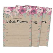 Inkdotpot 30 Bridal Shower InvitationsRustic Kraft FloralWedding Fill-In Style Invites Blank Invites