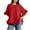 Red, variant on MIXUE Womens Summer Tops Summer Solid Color Linen Loose Fit Ruffled Round Neck Short Sleeve Button Up Pullover Tshirts Activewear,Green,XXL