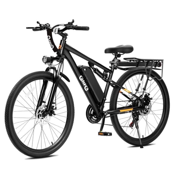 Qlife Racer Ultra Electric Bike for Adults Mountain Lightweight Ebike with 350W Max 28MPH Brushless Motor, 26"Step Over E-MTB, 48V 7.8Ah Removable Battery e-Bike(Black) with Fender&Rear Rack