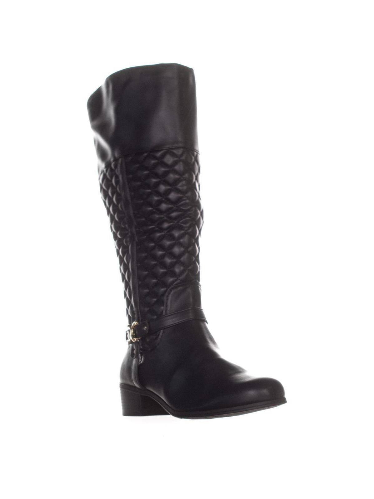 black calf length boots with heel