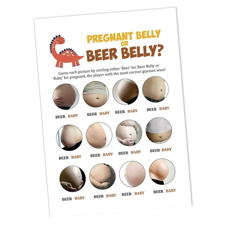 

InkdotpotPack of 30 BoyBabyShower Party Collection Baby Belly Or Beer Belly Game BabyShower Party Games Activities Decorations Dinosaur ThemeParty Supplies