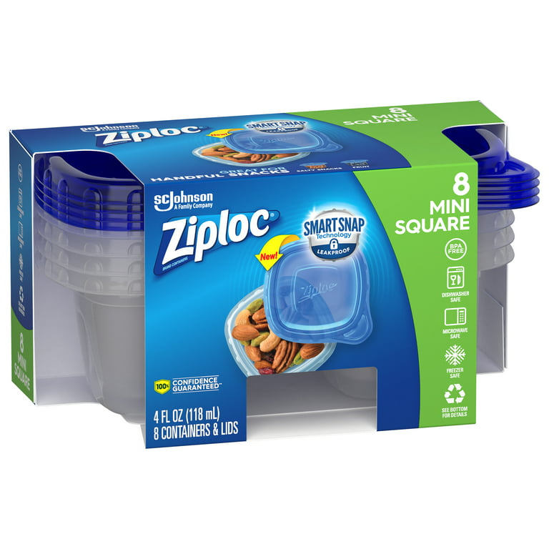 Ziploc Food Storage Meal Prep Containers Reusable for Kitchen Organization,  Smart Snap Technology, Dishwasher Safe, Mini Rectangle, 4 Count