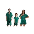 thumbnail image 4 of RUINIXCW Summer Family Matching Pajamas Sets Matching Pjs For Couples Silk Stain Family Pajamas for Women Men Button Down Short Sleeve Shirt and Lounge Shorts Sets 2 Pcs Loungewear Sleepwear, 4 of 9