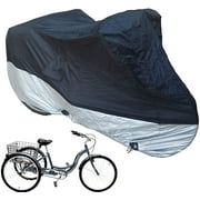 Waterproof  Adult Tricycle Cover Trike Cover,  Bike Cover for 3 Wheeled Bicycle Motorcycle Mountain Elecreic Bike with Lock Hole & Storage Bag