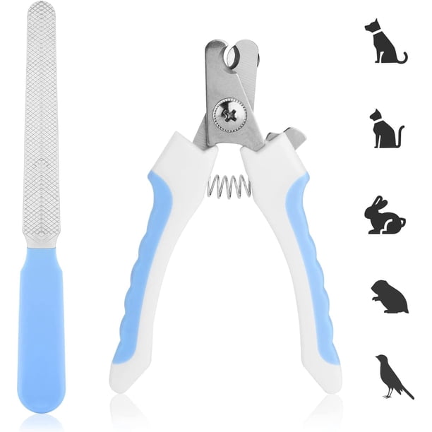 Cortaúñas para mascotas, lima de uñas para perros, cortaúñas profesional con protector de seguridad y bloqueo, cortaúñas para perros y gatos (azul)