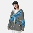 thumbnail image 3 of Vsdgher Fun Riding Dinosaur Print Adult Hoodie Shirts Rash Guard for Men Women,Long Sleeve Sun Protection Fishing Shirts for Athletic Running Swim-Large, 3 of 7