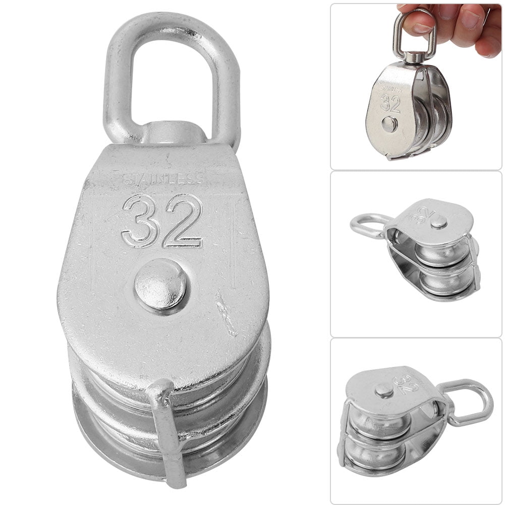 Double Pulley Block Antirust Stainless Steel Pulley, Lifting Rope
