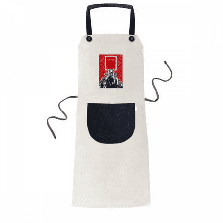 

Chinese Red Education Propaganda Thoughts Apron Adjustable Bib Cotton Linen BBQ Kitchen Pocket Pinafore