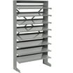 Louvered Bin Rack With (96) Blue Stacking Bins, 35