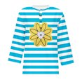 thumbnail image 3 of ALLLIST Striped Spring Tops 3/4 Sleeve V-Neck Blue Casual Button T-Shirts Basic T Shirts for Women, 3 of 3