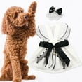 thumbnail image 2 of Flying Sleeves Pet Dress with V-neck - Black Bowknot Faux Pearl Costume for Small Dogs, 2 of 8