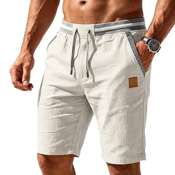 Lmueinov Knee Length Shorts for Men Lightweight Quick Dry Elastic Waist Drawstring Bermuda Casual Relaxed Fit Streetwear Shorts with Pockets