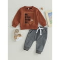 thumbnail image 2 of Faithtur Toddler Boys 2PCS Pants Sets Long Sleeve Letter Print Sweatshirt Tops and Drawstring Pants Sets, 2 of 9