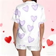 thumbnail image 6 of Jalioing Pajama Set for Women 2 Piece Heart Print Short Sleeve Button Down Shirt and Pajama Shorts Set Comfy Loungewear Set, 6 of 8