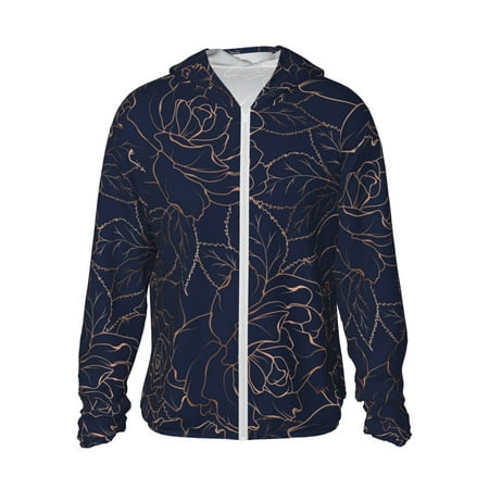 Sigee Navy Dark Blue Print UPF50+ Men s Sun Protection Hoodie Shirt SPF UV Shirt Long Sleeve Fishing Outdoor Lightweight S-3XL