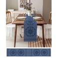 thumbnail image 3 of Boanket Nautical Compass Table Runner - 108 Inch Long, Kitchen Dining Table Runner Dresser Scarves, Navy Blue Striped Coastal Compass Farmhouse Home Decor for Coffee Table Wedding Party Banquet, 3 of 8