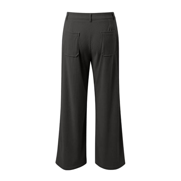 WEIGFI Child Kids Girl's Solid Color Corduroy Wide Leg Pants Button Front Zipper Straight Pants With Pockets For Teen Youth Cute Trousers Slacks