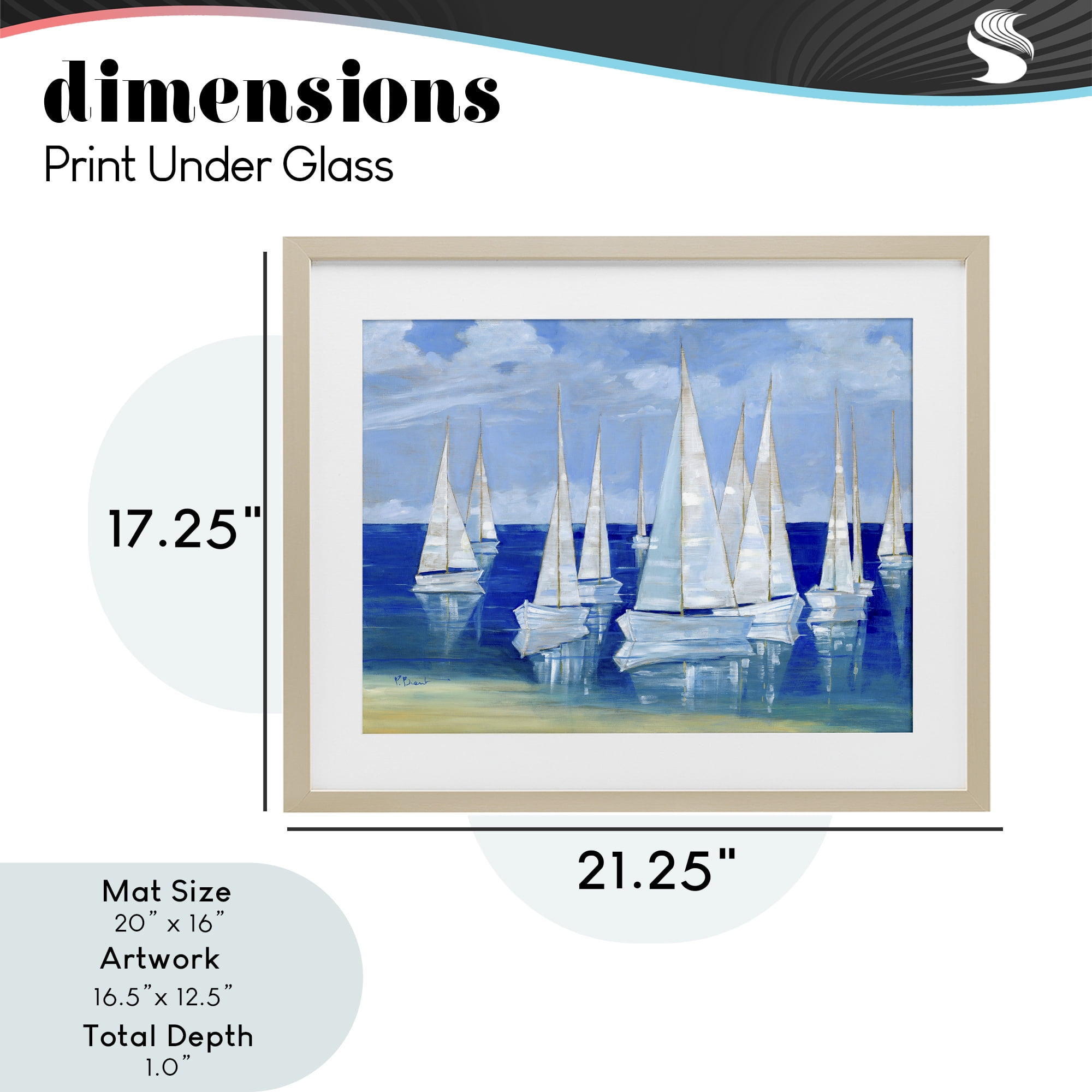 Stupell Industries Blanco Beach Sailboats Birch Framed Print Under Glass, design by Paul Brent