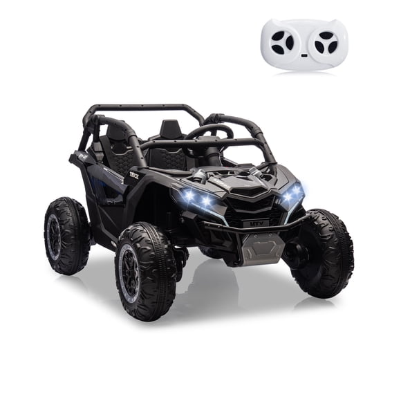 Yiwa 2 Seater Kids Ride on Car, 24V 7AH Electric UTV for Boys and Girls, Remote Control, Safety Belt, Horn, Bluetooth Music, Lights, 3 Speed Modes, Power Car Wheels