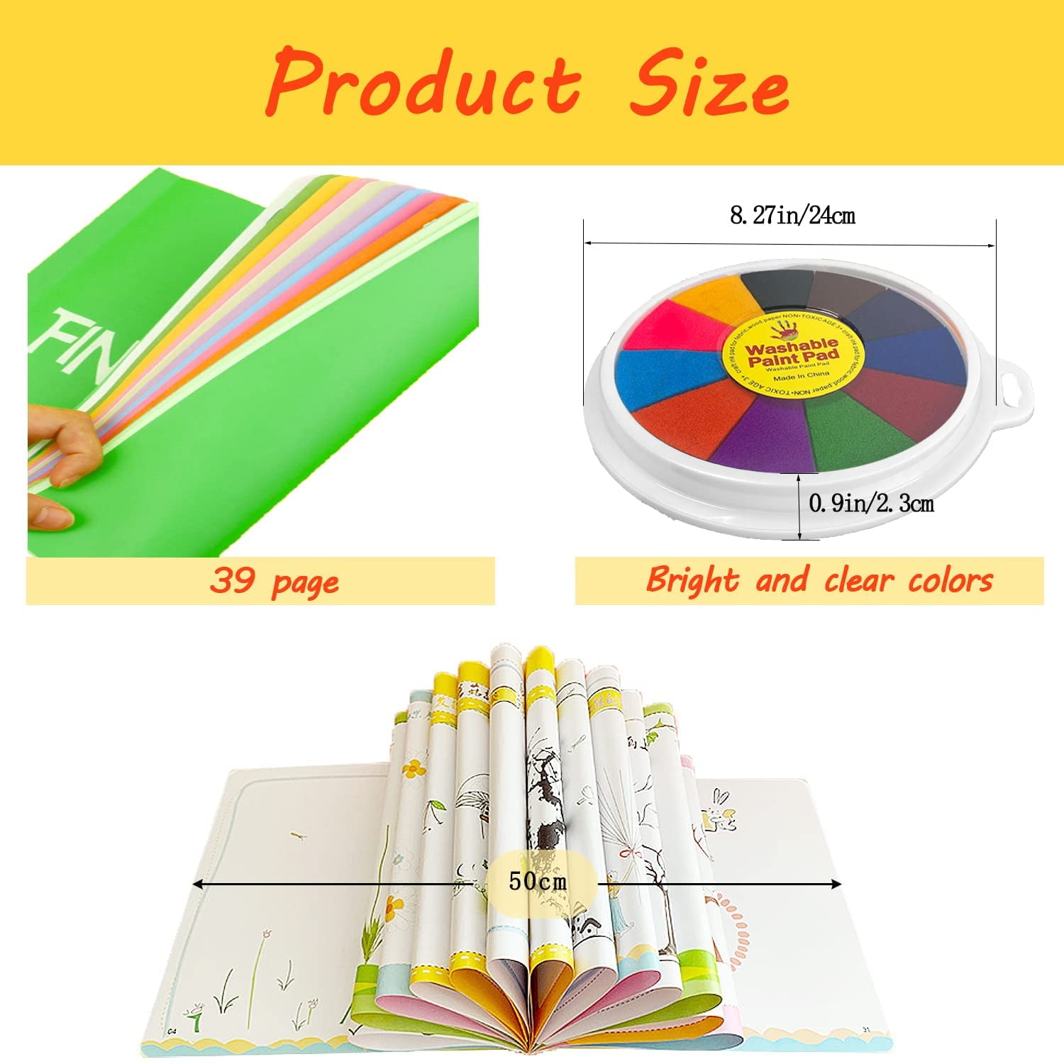 Roofei 2 Pack Large Craft Ink Pad Stamps Partner DIY Color, Washable  Rainbow Finger Ink Pad for Fingerprints Birth Footprint Rubber Stamps for  Office
