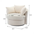 thumbnail image 3 of Swivel Barrel Chair Modern Accent Sofa Lounge Club Round Modern Leisure Chair, with 3 Pillows, for Hotel Living Room Bedroom Reading Room Home Office, Ivory, 3 of 7