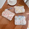 thumbnail image 4 of Quilted Cotton Toiletry Bag Cute Flower Pattern Coin Purse Small Makeup Pouches Women Girls Storage Bag, 4 of 9
