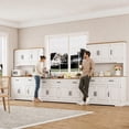 thumbnail image 6 of Blotout 70" Large Sideboard Buffet Cabinet with 3 Drawers & 4 Doors, Farmhouse Kitchen Sideboard Storage Cabinet with 8 Door Shelves & Charge Station, Coffee Bar Cabinet for Dining Room, White, 6 of 9