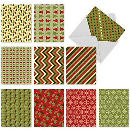 'M6009 MOD AND MERRY' 10 Assorted All Occasions Cards Modern Giftwrap-Like Seasonal Designs with Envelopes by The Best Card (Best Modern Sideboard Cards)