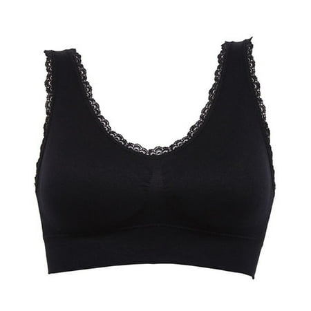 

Spdoo Racerback Sports Bras for Women- Removable Padded Lace Seamless Activewear Tops for Yoga Running Fitness Black M