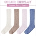 thumbnail image 3 of Fuzzy Socks for Women 4 Pairs Knee Fuzzy Socks Soft Warm High Socks Plush Winter Long Socks, 3 of 7