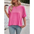 thumbnail image 2 of LEKODE Women's Shirts Casual Loose Dressy Casual Tops Bell Sleeve Tops for Women Peasant Blouses Plus Size Tops Muslin Tops for Women Loose Tops for Women Hot Pink XL, 2 of 9