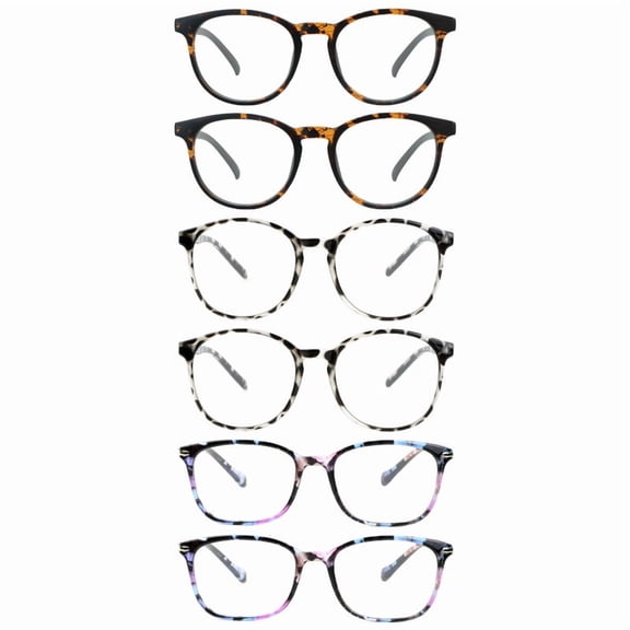 LAMBBAA 6 Pack Reading Glasses, Blue Light Blocking Computer Reading Glasses for Women and Men, Anti Glare Lightweight Readers(Dark tortois,Leopard,Pinkfloral, 0.75)