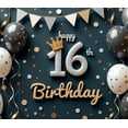 thumbnail image 4 of Yatrandify Polyester Material Happy Birthday Glittering Design Banner Colorful Balloons Birthday Party Decoration for Sweet 16 Event Celebration Indoor Decoration, 4 of 8
