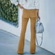 thumbnail image 3 of Women's Corduroy Flare Pants Elastic Waist Bell Bottom Trousers Fall Pants brown XXL, 3 of 4
