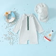 thumbnail image 2 of Yindaity Infant Bathing Suit Boy Baby Boy Rash Guard Swimsuit Set with Sun Hat, Long Sleeve One Piece Zipper Sunsuit for Infant Toddler(Light Green,1-2 Years), 2 of 4