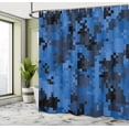 thumbnail image 4 of Ambesonne Geometric Shower Curtain, Digital Pixel Squares Art, 69"Wx70"L, Charcoal Grey Azure Blue, 4 of 4
