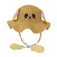 thumbnail image 4 of Sombrero de conejito para niños con luz, protección solar, gorra de pescador de moda, sombrero de paja para regalo Caqui, 4 of 9