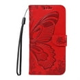 thumbnail image 2 of SaniMore Wallet Case for Samsung Galaxy S22 Plus, PU Leather Embossed Butterfly Flip Folio Cover Card Holder [Kickstand][Wrist Strap] All Arpund Protective Shockproof Shell, Red, 2 of 18