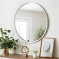thumbnail image 2 of Magnifique Round Mirror for Bathroom with Wood Frame 24", White, 2 of 7