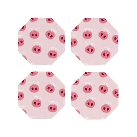 

Leather Coasters with Heat-resistant for Drinks Cute Pig Nose pink -标题2 Octagon