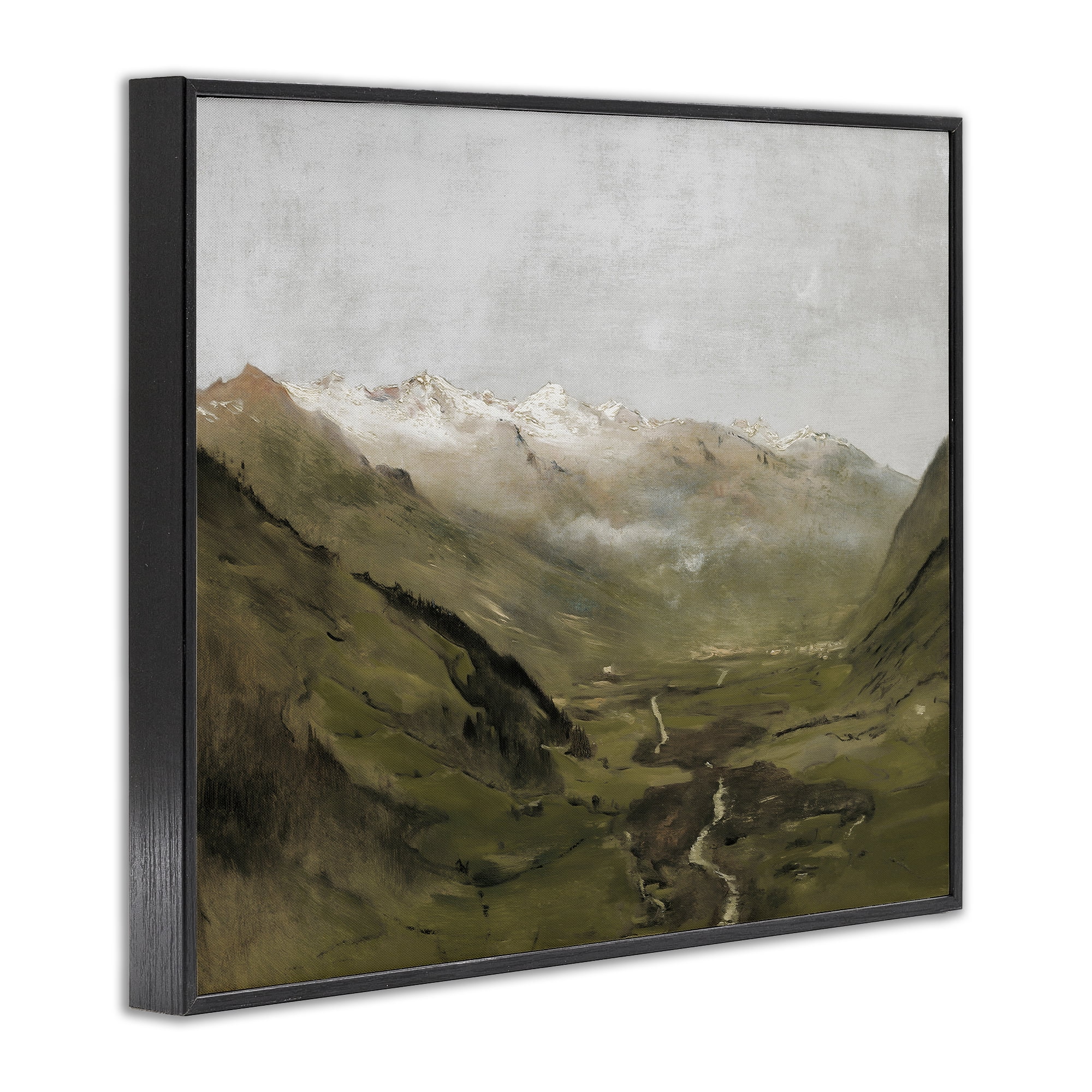 Stupell Industries Winding Valley Path Landscape Painting Black Framed Art Print Wall Art, 20 x 16