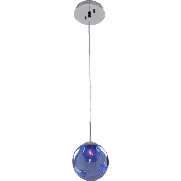 Meteor Chrome Mini Pendant with Handblown Glass