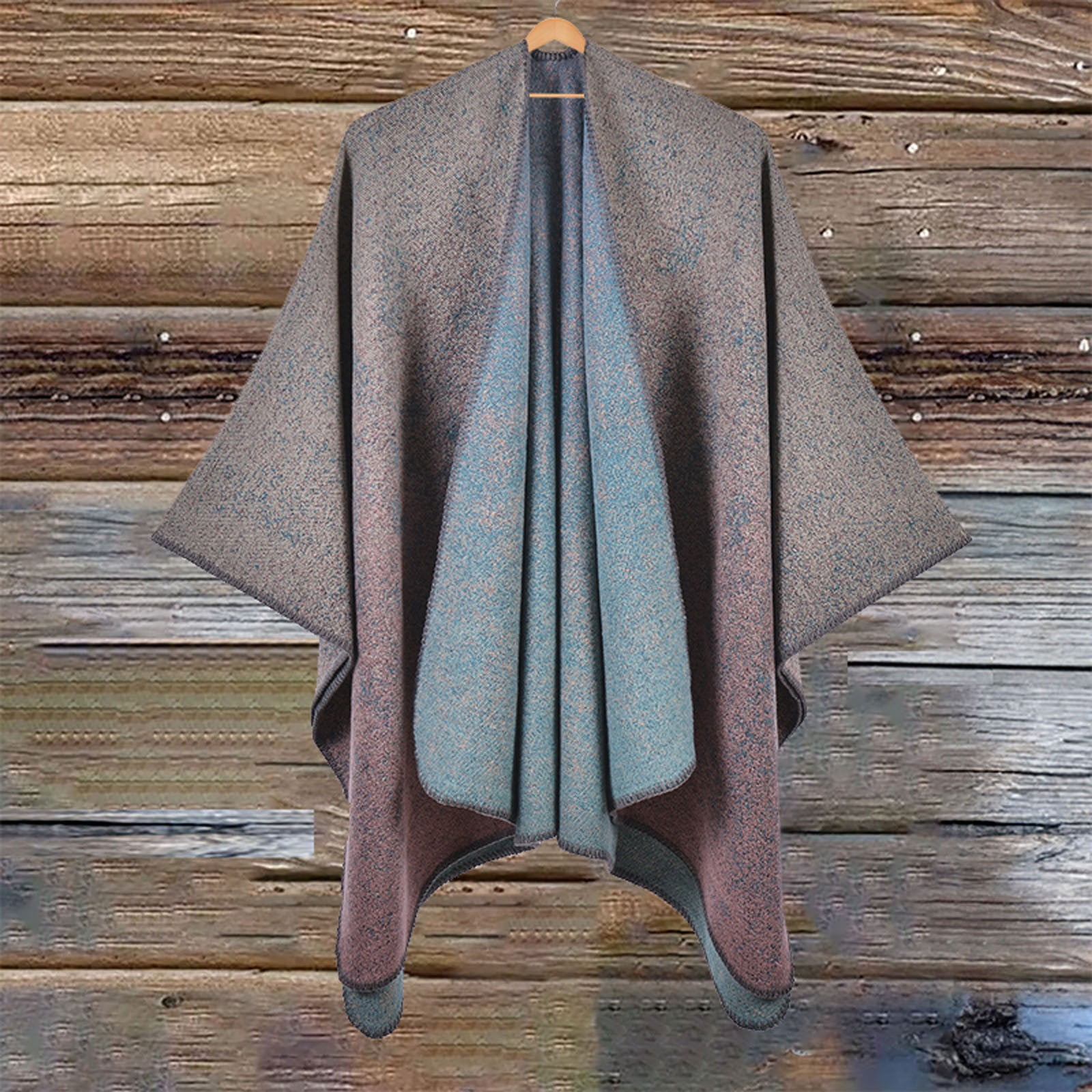 Poncho Drapé Femme – Châle Tricoté Réversible, Croisé Devant, Cape Oversize, Doux Et Chaud – Hiver