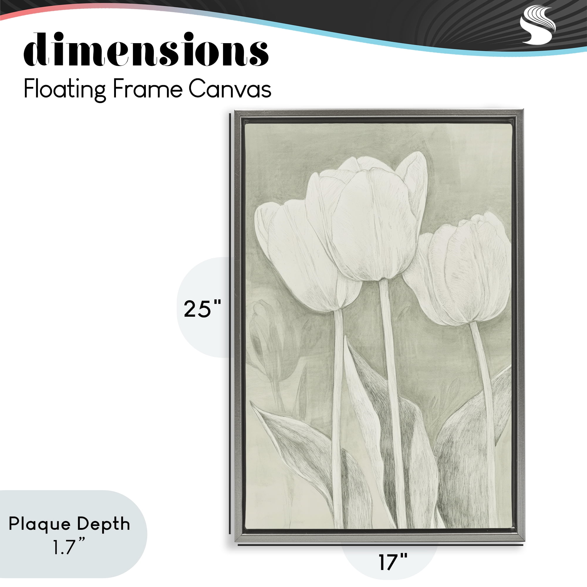 Stupell Industries Faded Tulips Pencil Sketch Gray Framed Floater Canvas Wall Art, design by Petal Prints Design