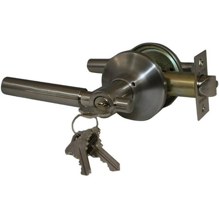Satin Nickel Finished Door - Constructor Rondo Entry Door Lever Handle Lock Set Satin Nickel Finish