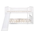 thumbnail image 4 of JINS&VICO Bunk Bed with Slide, Wooden Low Bunk Bed Frame with Ladder and Safety Guardrails, Full Over Full Size Multifunctional Bunk Bed for Kids Teens Boys and Girls, No Box Spring Required, White, 4 of 7