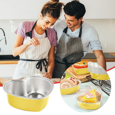 

100ML Heart-shaped Mini Cake Pan Aluminum Cake Cup With Lid Red Disposable Mini Aluminum Foil Pan Valentine s Day Party Supplies